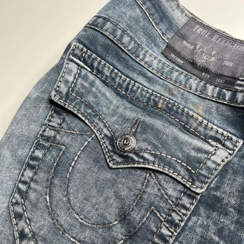 True‎ Religion Geno Slim Fit Jeans Men’s Size 36 Blue Distressed Denim Y2K